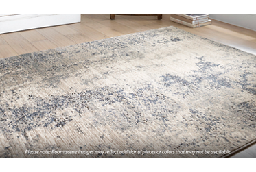 Teagan Area Rug – Abstract – Machine-Woven – Natural/Denim