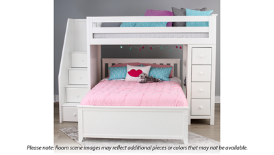 Chester Twin Over Full Loft Bed with Dresser and Bookcase