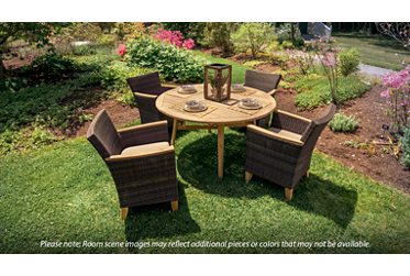 Padang Round Dining Table - Solid Teak - Spacious Design - Center Hole for Umbrella - Timeless Aesthetic