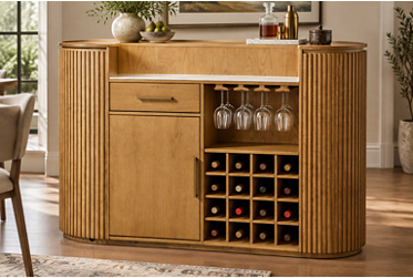Colvin Bar - Felt-Lined Drawer - Storage Door - Stemware Rack - Wine Bottle Storage - Imported Marble Top