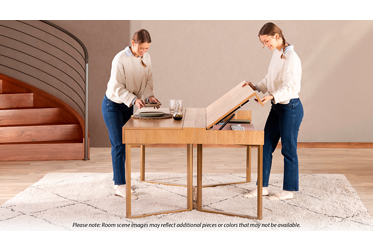 Transformer Table to Desk 5 Piece Set - 2 Flip-Top Desks - 3 Upholstered Stackable Chairs - Seamlessly Transitions from Dining Set to Workstation