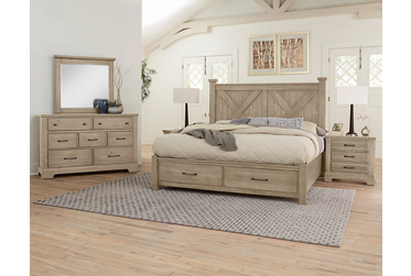 Cool Rustic King X Bed with Storage Footboard