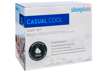 Jordan's Sleep Lab Grey Casual Cool Sheet Set - Coolpass Advanced Technology Fabric - Fits Up To 18" In Depth - Full Bottom Elastic