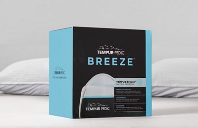 Tempur-Pedic® TEMPUR-Breeze King Split Head Mattress Protector - Cool-Touch - Waterproof - Dust Mite Resistant - Stay Tight Corner Strap