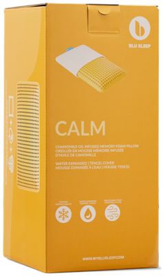 Blu Sleep Essentials Calm Memory Foam Medium Queen Pillow - Calming Chamomile Scent - Adaptive Memory Foam Comfort - Breathable & Washable Tencel Cover