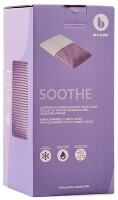 Blu Sleep Essentials Soothe Memory Foam Medium Queen Pillow - Soothing Lavender Scent - Hydro-Expand™ Foam - Breathable & Washable Tencel Cover - Adaptive Comfort