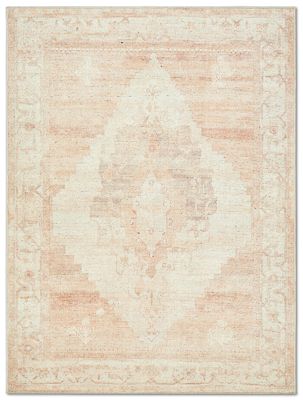 Luca Area Rug – Traditional Persian – Machine-Woven – Ivory/Dusty Pink/Tan/Brown