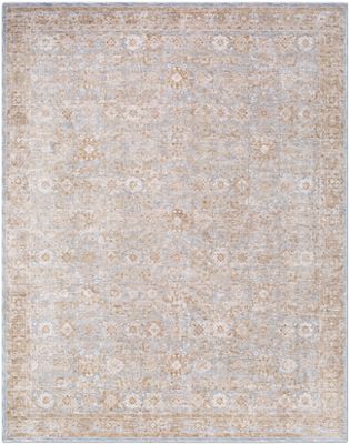 Da Vinci Area Rug – Botanical – Machine-Woven – Tan/Blue