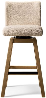 Cambria Swivel Bar Stool - Fully Upholstered - High Contoured Back - Rolled Front Design - Sturdy Wooden Base - Convenient Footrest