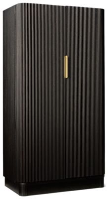 Aria Bar Cabinet - 2 Drawers - 2 Fluted Doors Storage - Stemware Rack - Pull-Out Bottle Racks - Integrated Lighting - Transitional