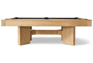 Marlow Pool Table - Solid Ash Frame - Gray Spill-Resistant Felt Top - Leather Drop Pockets - Fluted Pedestal Base - Accessory Kit