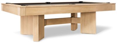 Marlow Pool Table - Solid Ash Frame - Gray Spill-Resistant Felt Top - Leather Drop Pockets - Fluted Pedestal Base - Accessory Kit