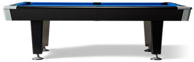 Black Wolf Pool Table - Contemporary Design - Sleek Black Finish - Vibrant Blue Felt - Durable Metal Rail Pocket Corners - Includes Billiard Accessory Kit