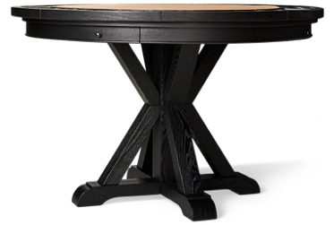 Rylie Game Table - Rustic Timber Beam Trestle Base - Four Convenient Drawers - Includes Game Table Top - Eight Player Stations