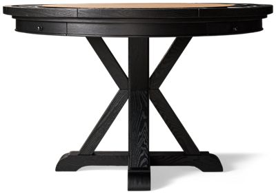 Rylie Game Table - Rustic Timber Beam Trestle Base - Four Convenient Drawers - Includes Game Table Top - Eight Player Stations