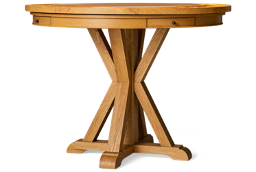 Rylie Counter Height Game Table - Rustic Timber Beam Trestle Base - Four Convenient Drawers - Includes Game Table Top - Eight Player Stations