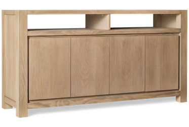 Brownstone 60" 4 Door Console - Two Open Shelves - Spacious Storage - Back Cutouts for Wire Management - Sleek Minimalist Design