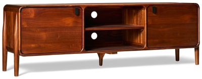 Carlos 2 Door TV Unit - Mid-Century Modern Design - Solid Asian Hardwood - Open Center Shelf