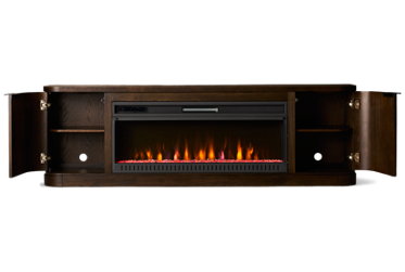 Tulane 76" Fireplace Console - Two Self-Closing Storage Doors - Adjustable Shelves - Remote Operated Center Fireplace