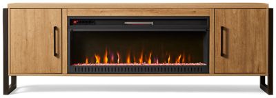Mason 2 Door Fireplace Console - Stylish Storage - Warm Ambience - Adjustable Brightness & Heat - Remote Control - Sturdy Metal Legs