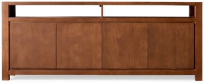 Brownstone 80" 4 Door Console - Two Open Shelves - Spacious Storage - Back Cutouts for Wire Management - Sleek Minimalist Design