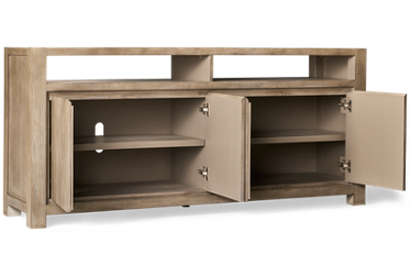 Brownstone 70" 4 Door Console - Two Open Shelves - Spacious Storage - Back Cutouts for Wire Management - Sleek Minimalist Design