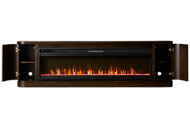 Tulane 84" Fireplace Console - Two Self-Closing Storage Doors - Adjustable Shelves - Remote Operated Center Fireplace