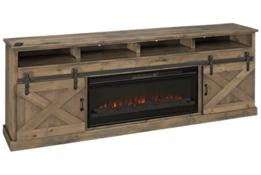 Barnwood 94" 2 Door Fireplace Console