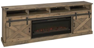 Barnwood 94" 2 Door Fireplace Console - Thumbnail 3