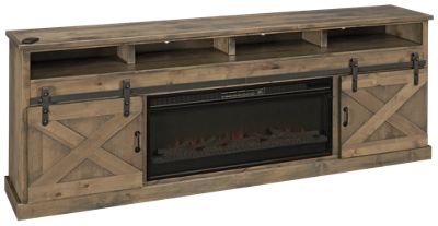 Barnwood 94" 2 Door Fireplace Console - Thumbnail 4
