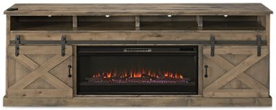 Barnwood 94" 2 Door Fireplace Console