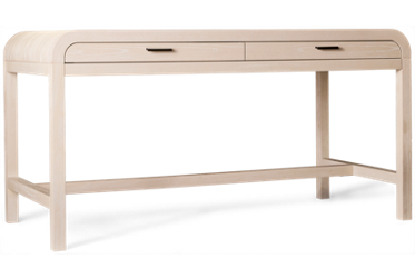 Drake Desk - 2 Utility Drawers - Metal Pulls - Sturdy Trestle Base - Mid-Century Modern Home Office