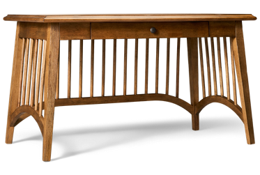 Country Living Spindle Writing Desk - Windsor-Style Arched Spindle Back - Vintage Charm - Gingham-Lined Storage Drawer