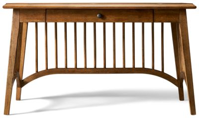 Country Living Spindle Writing Desk - Windsor-Style Arched Spindle Back - Vintage Charm - Gingham-Lined Storage Drawer
