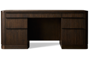 Tulane Double Pedestal Desk - 6 Storage Drawers - 2 Locking File Drawers - Drop-Down Keyboard Surface - Fluted Detailing