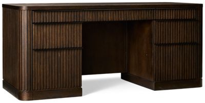 Tulane Double Pedestal Desk - 6 Storage Drawers - 2 Locking File Drawers - Drop-Down Keyboard Surface - Fluted Detailing