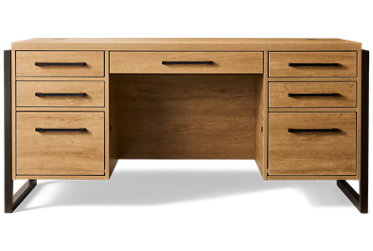 Mason Double Pedestal Desk - Smooth Top Work Surface - 7 Storage Drawers - 2 Locking File Drawers - Wire Management