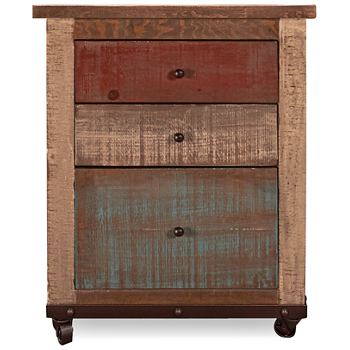 Multicolor 3 Drawer File Cabinet with Casters