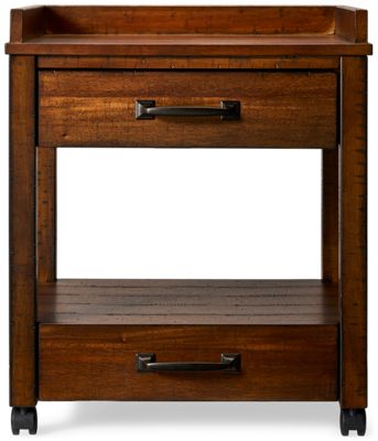 Baldridge Rolling File - Top & Bottom Drawers - Open Bottom Shelf - Plugs & USB Ports - Long Drawer Pulls - Casters For Easy Mobility