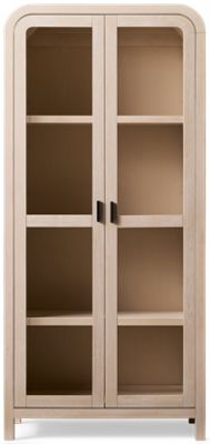 Drake Bookcase -  2 Glass Doors - Adjustable Shelves - Wire Brushed Wood