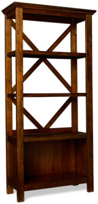 Baldridge Bookcase - Two Adjustable Shelves - Rustic Industrial Look - Durable Hardwood Construction