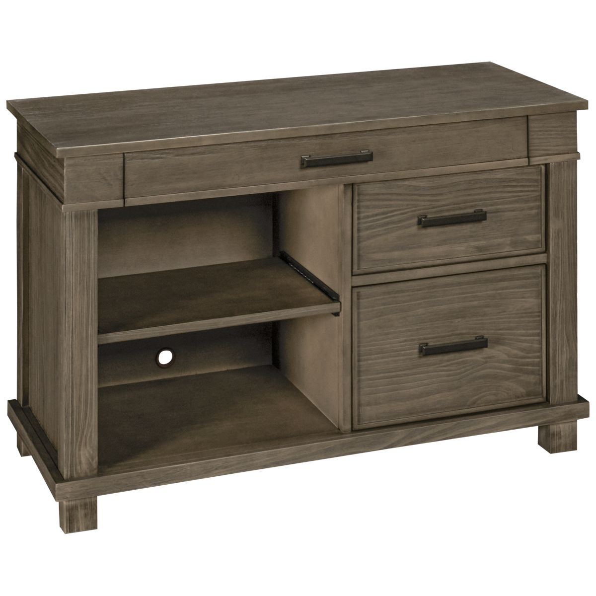 A America Glacier Point Accent Office Chest - Two Storage Drawers - Drop-Front Drawer - Printer Shelf - Power Strip With USB Ports