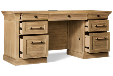 Willow Lane Credenza - Four Drawers - Two Locking File Drawers - Integrated Power Strip with USB Ports
