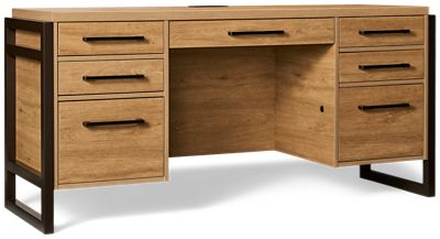 Mason Credenza - Smooth Top Work Surface - 7 Storage Drawers - 2 Locking File Drawers - Integrated Power Strip