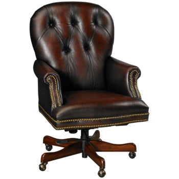 Leather Swivel Office Chair with Nailhead