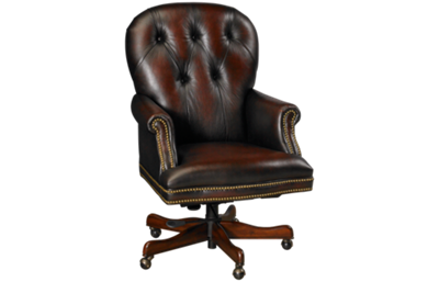 Leather Swivel Office Chair with Nailhead