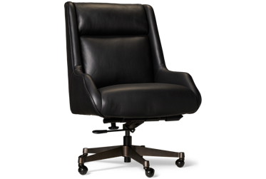 Cameron Leather Office Chair - Premium Leather - Padded Tufted Backrest - Height Adjustable - Swivel Base - Smooth-Rolling Casters