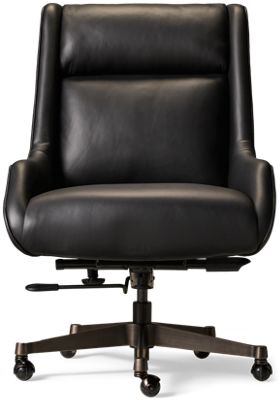 Cameron Leather Office Chair - Premium Leather - Padded Tufted Backrest - Height Adjustable - Swivel Base - Smooth-Rolling Casters