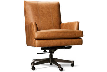 Adler Leather Swivel Office Chair - Premium Leather - Tall Backrest - Flared Track Arms - Height Adjustable - Smooth-Rolling Casters