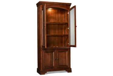 Arlington Display Cabinet - Two Soft Close Doors - Two Adjustable Shelves - 3-Way Touch Lighting - Molded Details